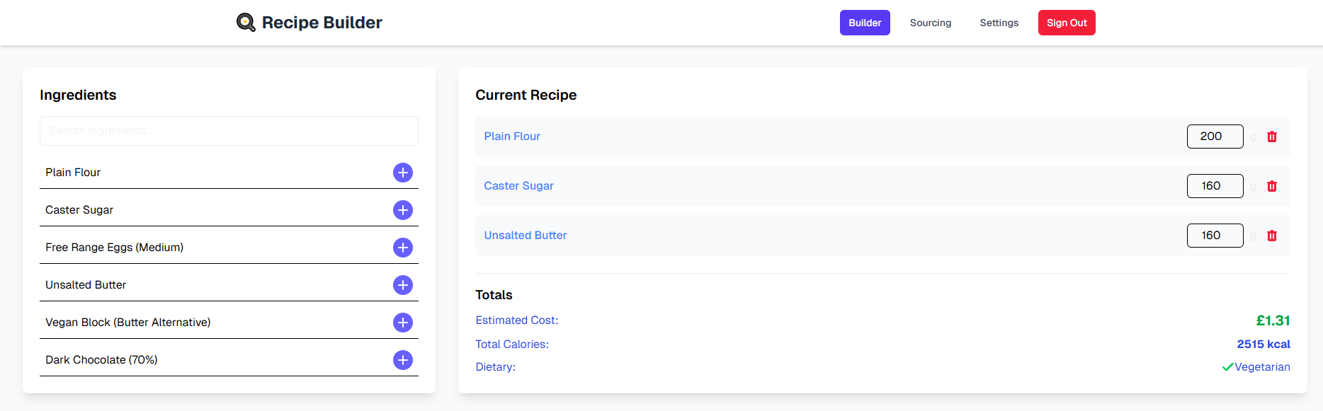 Recipe Designer App